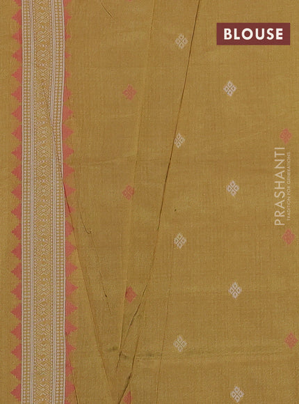 Sambalpuri semi silk saree blue and yellow with allover ikat butta weaves and thread woven border