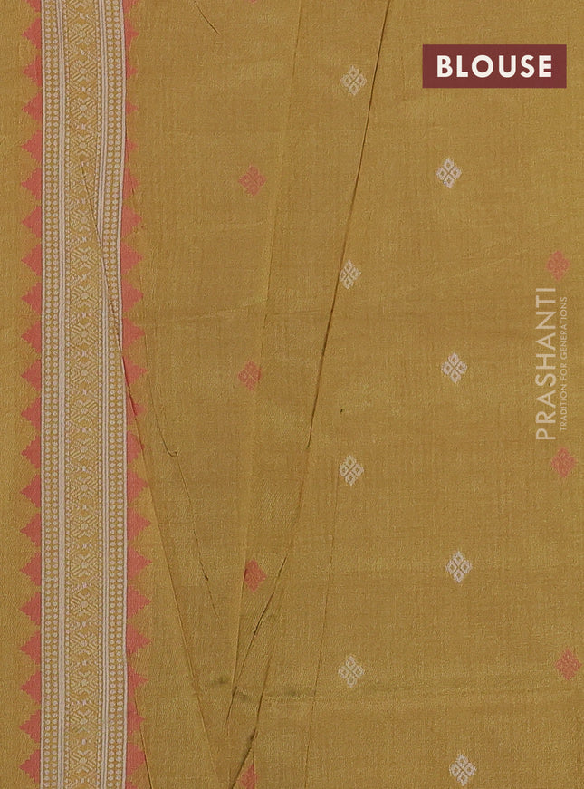 Sambalpuri semi silk saree blue and yellow with allover ikat butta weaves and thread woven border