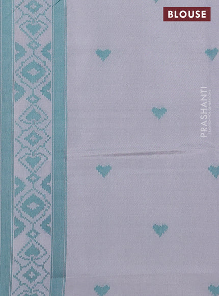 Sambalpuri semi silk saree peach shade and grey with allover ikat weaves and thread woven border