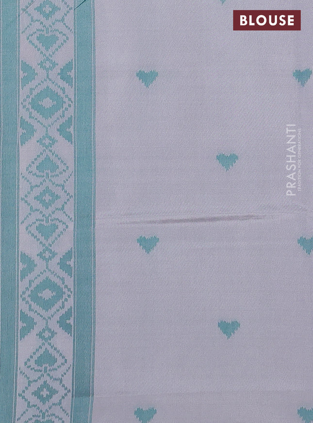 Sambalpuri semi silk saree peach shade and grey with allover ikat weaves and thread woven border