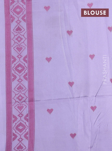 Sambalpuri semi silk saree teal green and lavender shade with allover ikat weaves and thread woven border
