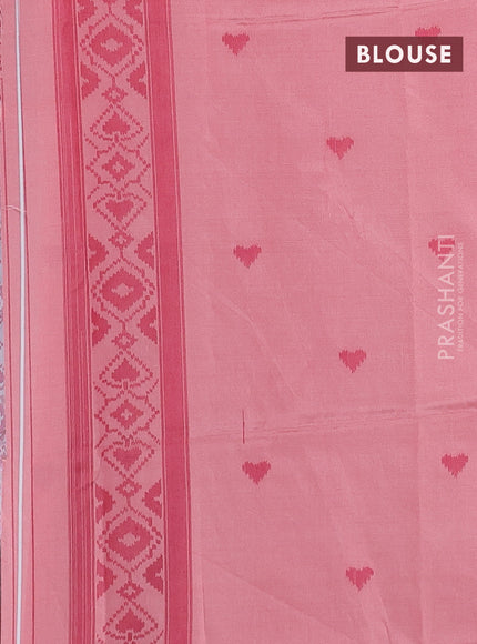 Sambalpuri semi silk saree grey and peach orange with allover ikat weaves and thread woven border