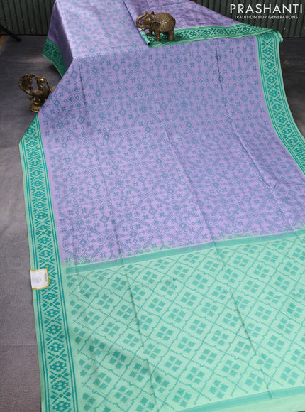 Sambalpuri semi silk saree lavender and green shade with allover ikat weaves and thread woven border