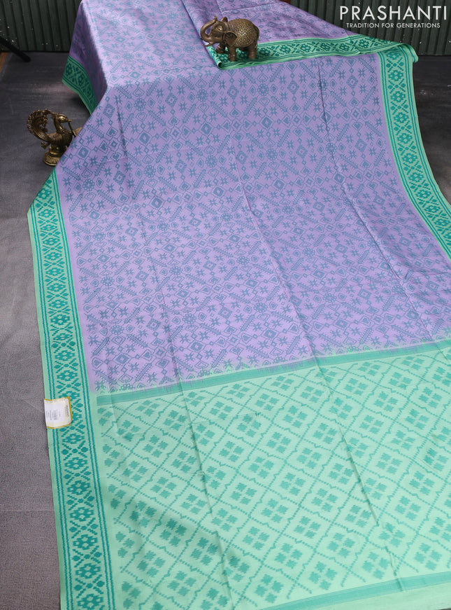 Sambalpuri semi silk saree lavender and green shade with allover ikat weaves and thread woven border