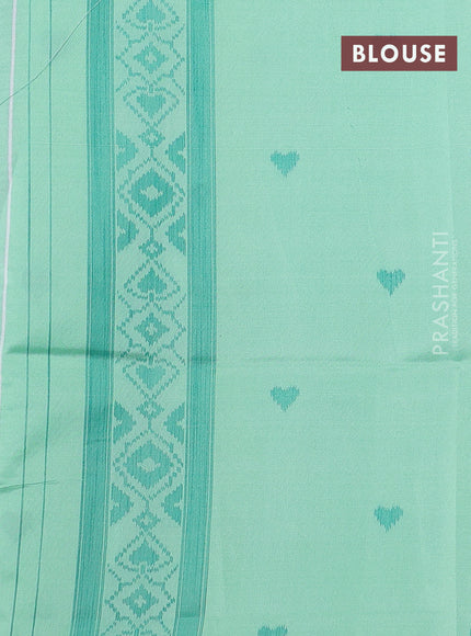 Sambalpuri semi silk saree lavender and green shade with allover ikat weaves and thread woven border