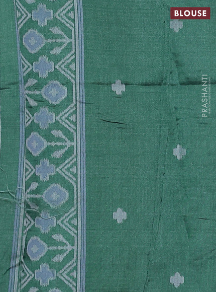 Sambalpuri semi silk saree pink and green with allover ikat butta weaves and thread woven border