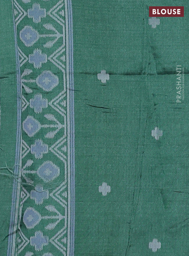 Sambalpuri semi silk saree pink and green with allover ikat butta weaves and thread woven border