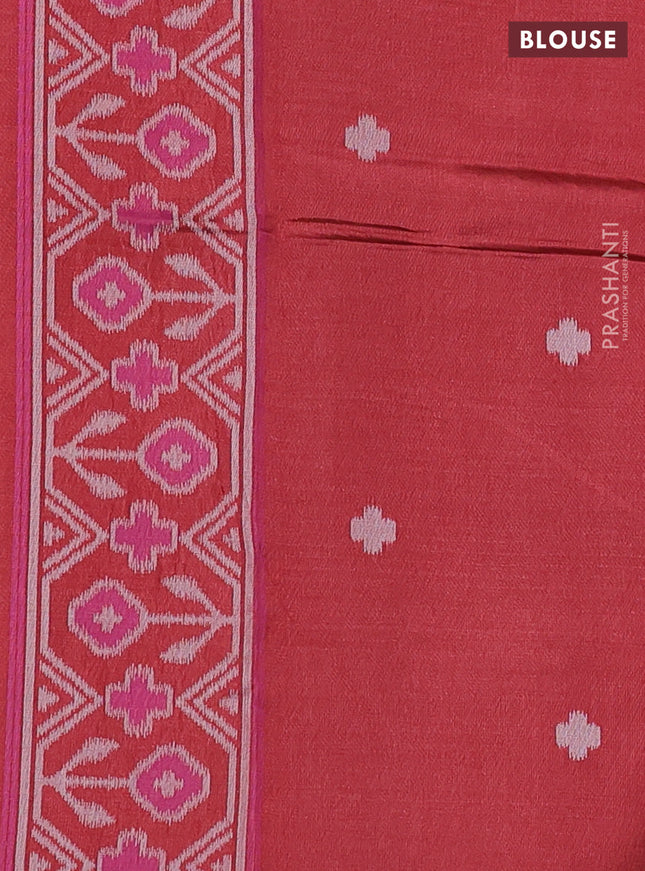 Sambalpuri semi silk saree pastel blue and maroon with allover ikat butta weaves and thread woven border