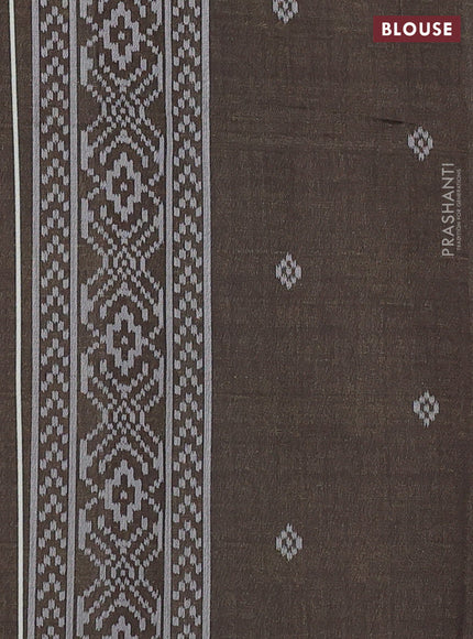 Sambalpuri semi silk saree maroon and military green with allover geometric ikat weaves and thread woven border