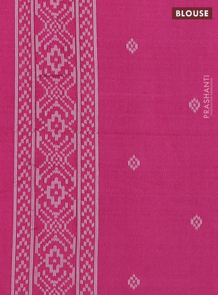 Sambalpuri semi silk saree blue and pink with allover geometric ikat weaves and thread woven border
