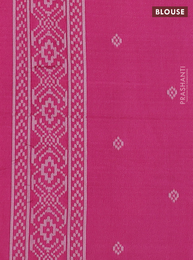 Sambalpuri semi silk saree blue and pink with allover geometric ikat weaves and thread woven border