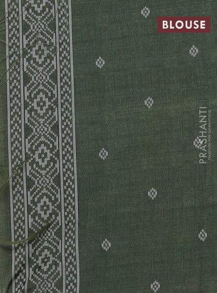 Sambalpuri semi silk saree purple and sap green with allover geometric ikat weaves and thread woven border