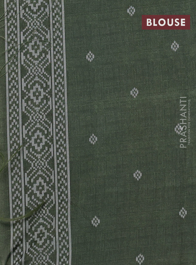 Sambalpuri semi silk saree purple and sap green with allover geometric ikat weaves and thread woven border
