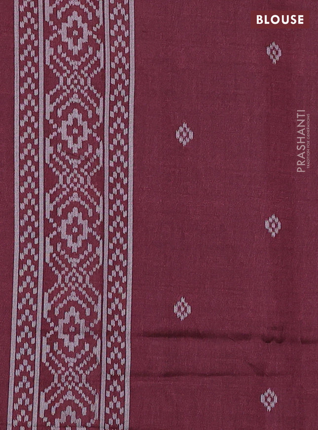 Sambalpuri semi silk saree black and deep maroon with allover geometric ikat weaves and thread woven border