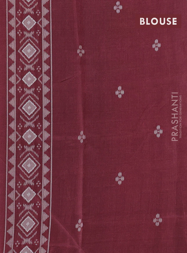 Sambalpuri semi silk saree black and maroon with allover ikat weaves and thread woven border
