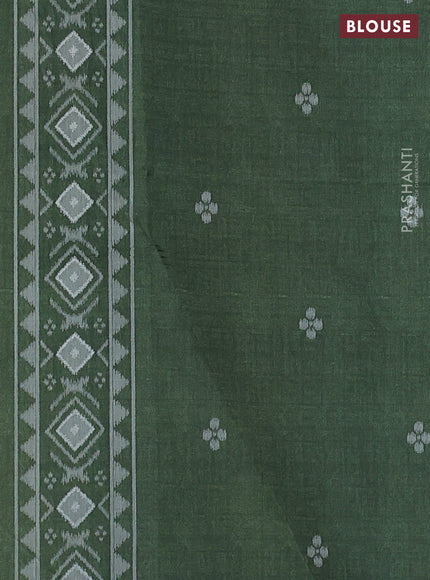 Sambalpuri semi silk saree purple and sap green with allover ikat weaves and thread woven border