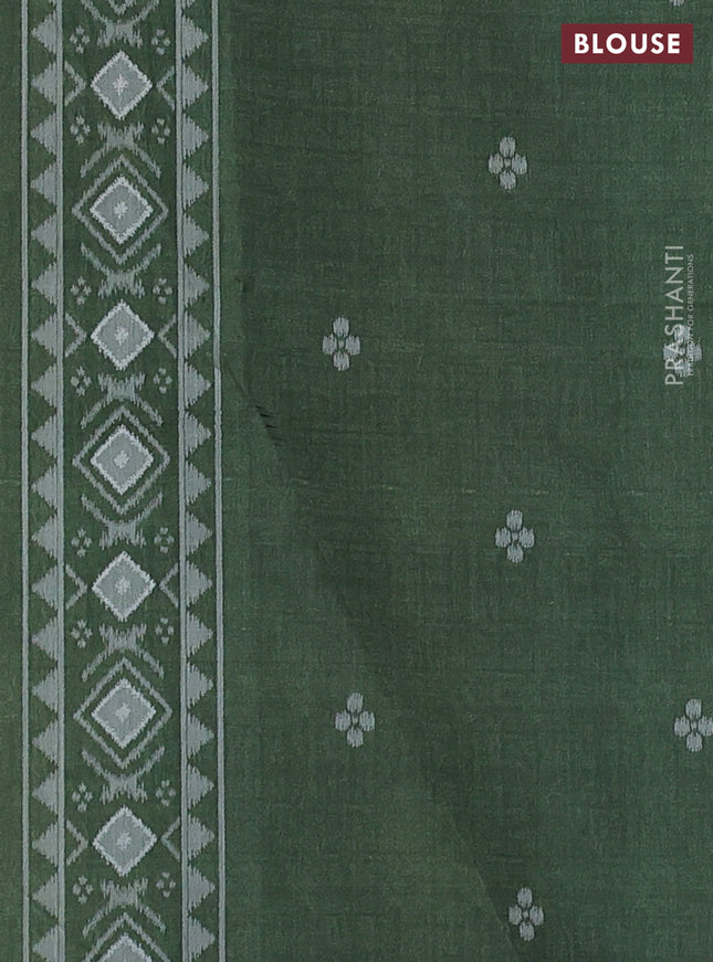Sambalpuri semi silk saree purple and sap green with allover ikat weaves and thread woven border