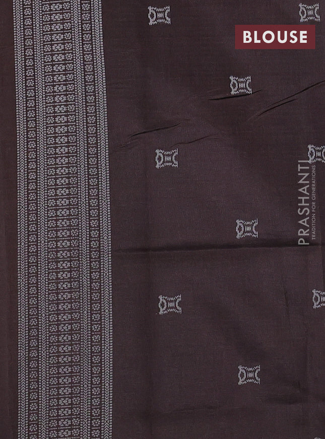 Sambalpuri semi silk saree green and brown with paisley butta weaves and thread woven border