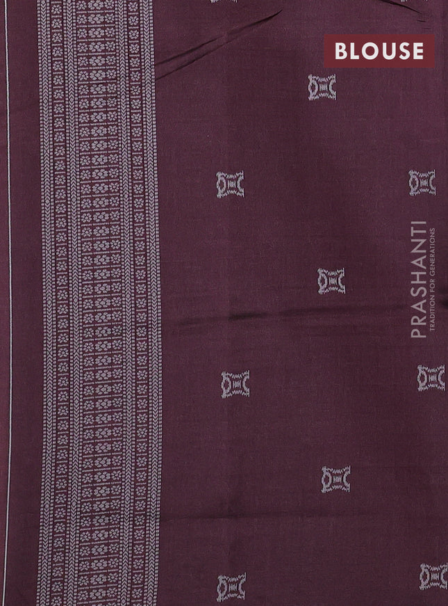 Sambalpuri semi silk saree light blue and brown with paisley butta weaves and thread woven border