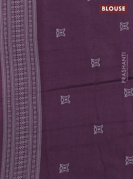 Sambalpuri semi silk saree light blue and wine shade with paisley butta weaves and thread woven border