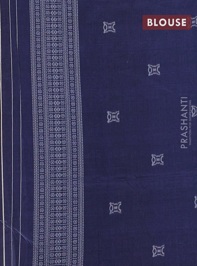 Sambalpuri semi silk saree pink and navy blue with paisley butta weaves and thread woven border