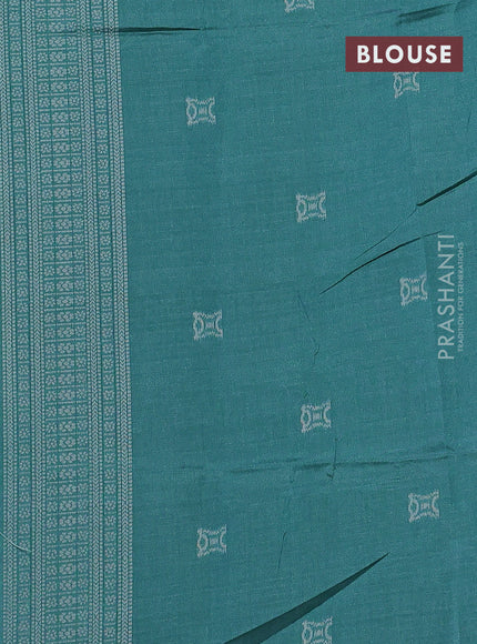 Sambalpuri semi silk saree elephant grey and green shade with paisley butta weaves and thread woven border