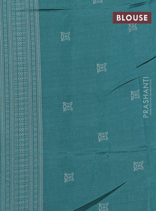 Sambalpuri semi silk saree elephant grey and green shade with paisley butta weaves and thread woven border