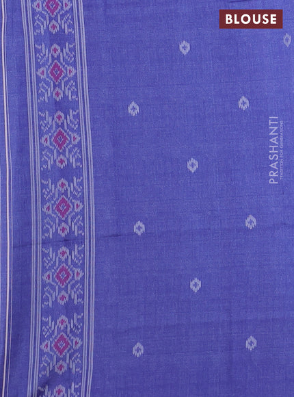 Sambalpuri semi silk saree green and violet with allover ikat weaves and thread woven border