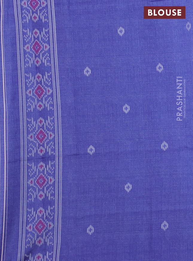 Sambalpuri semi silk saree green and violet with allover ikat weaves and thread woven border