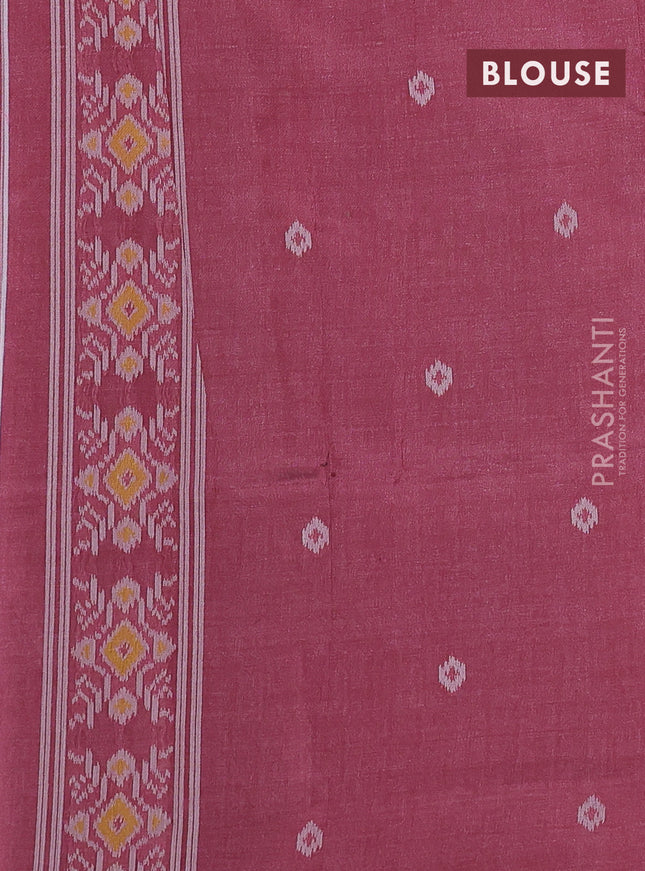 Sambalpuri semi silk saree blue and maroon shade with allover ikat weaves and thread woven border