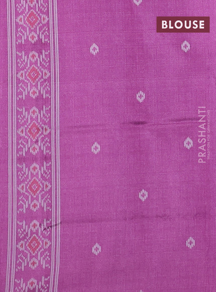Sambalpuri semi silk saree pastel blue and magenta pink with allover ikat weaves and thread woven border