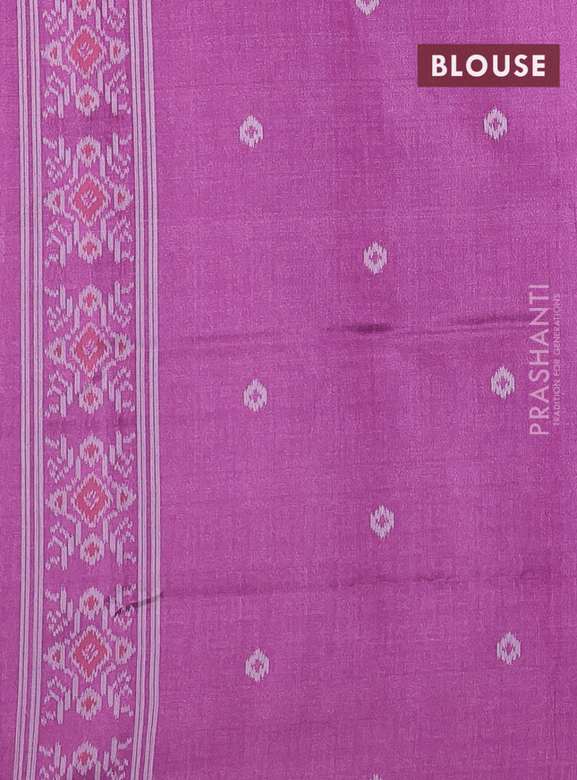 Sambalpuri semi silk saree pastel blue and magenta pink with allover ikat weaves and thread woven border