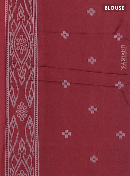 Sambalpuri semi silk saree elephant grey and maroon with allover ikat weaves and thread woven border