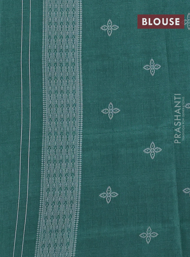 Sambalpuri semi silk saree violet and green with allover ikat weaves and thread woven border