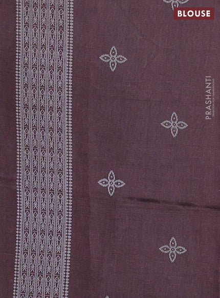 Sambalpuri semi silk saree green and brown with allover ikat weaves and thread woven border