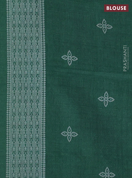 Sambalpuri semi silk saree black and green with allover ikat weaves and thread woven border
