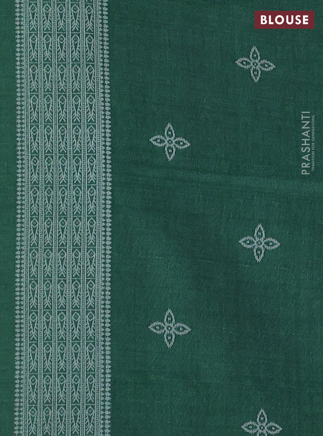 Sambalpuri semi silk saree black and green with allover ikat weaves and thread woven border