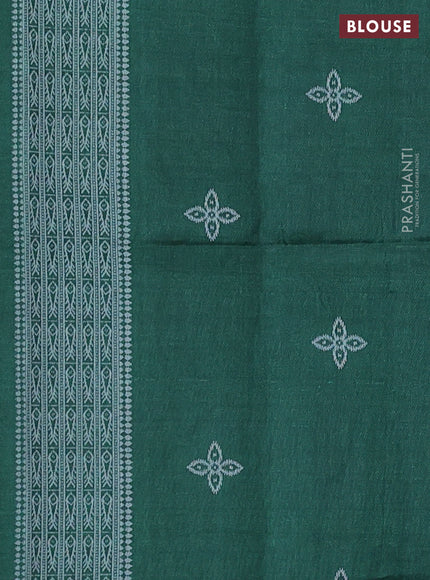 Sambalpuri semi silk saree maroon and green with allover ikat weaves and thread woven border