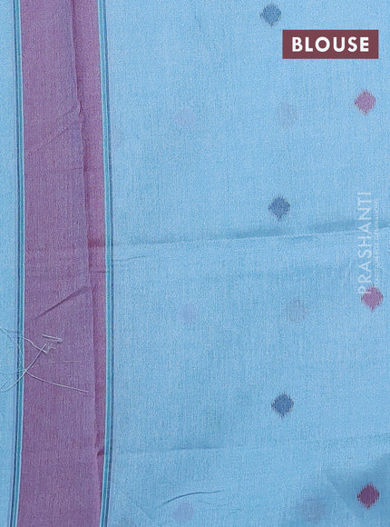 Sambalpuri semi silk saree light blue and pink with allover ikat weaves and rettapet thread woven border