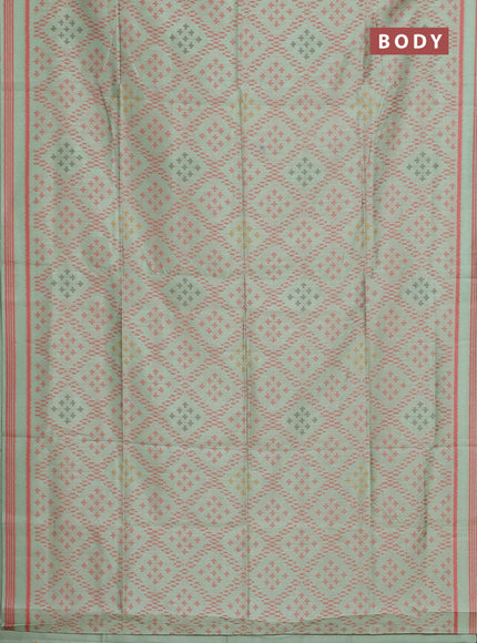 Sambalpuri semi silk saree pista green and peach shade with allover ikat weaves and rettapet thread woven border