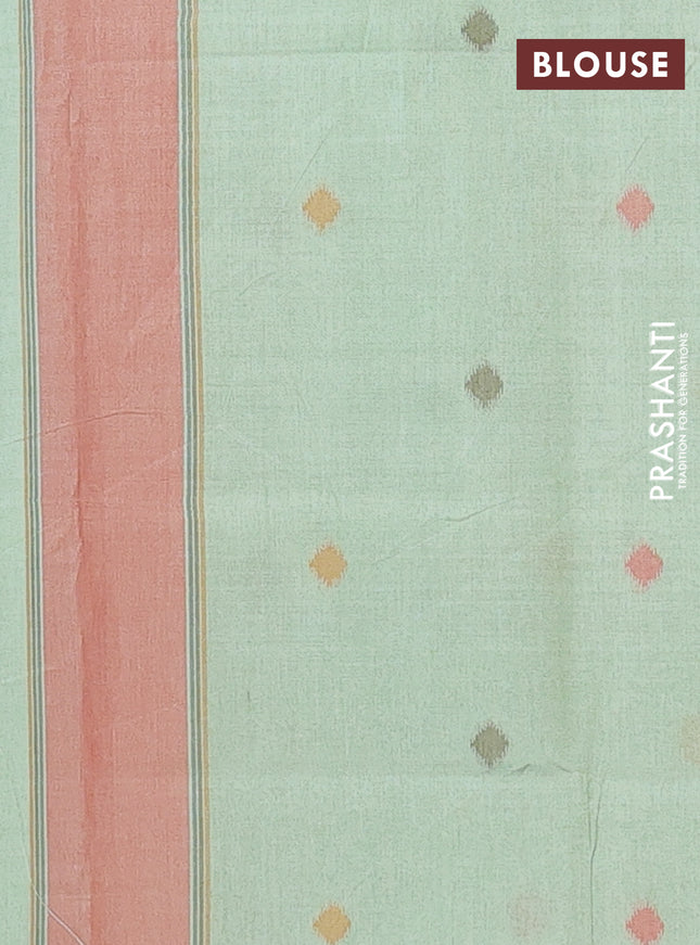 Sambalpuri semi silk saree pista green and peach shade with allover ikat weaves and rettapet thread woven border