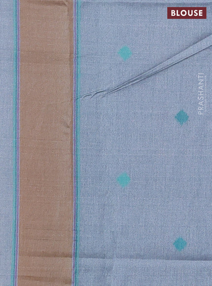 Sambalpuri semi silk saree grey and dark mustard with allover ikat weaves and rettapet thread woven border