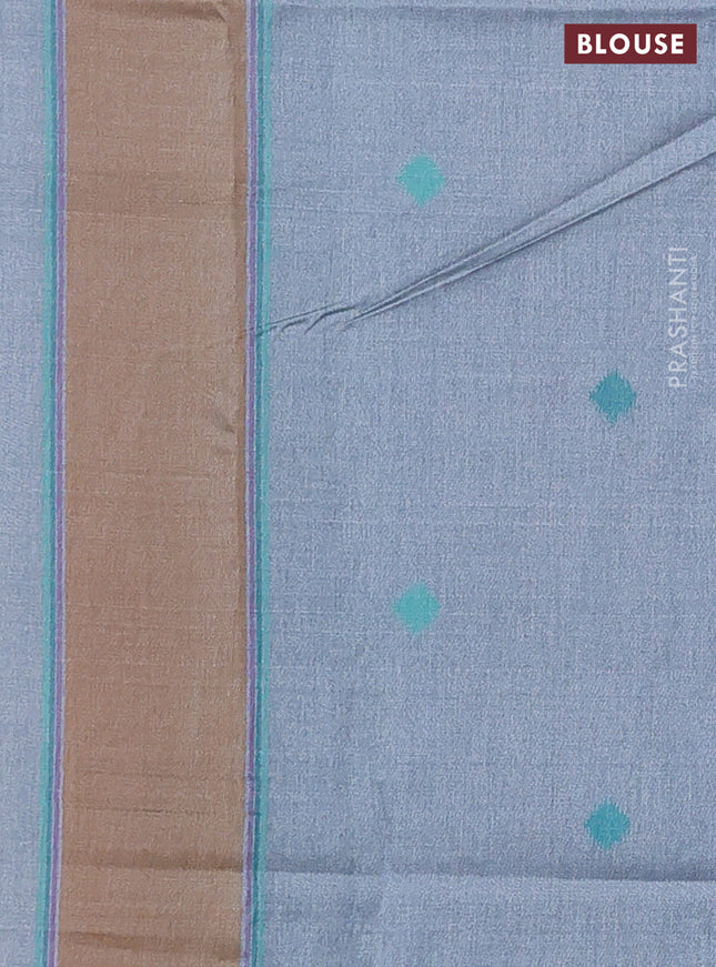 Sambalpuri semi silk saree grey and dark mustard with allover ikat weaves and rettapet thread woven border