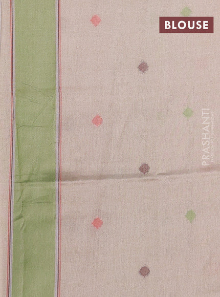 Sambalpuri semi silk saree sandal and light green with allover ikat weaves and rettapet thread woven border