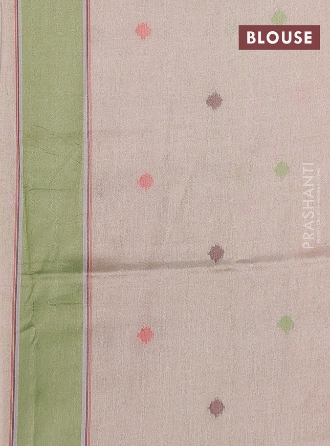 Sambalpuri semi silk saree sandal and light green with allover ikat weaves and rettapet thread woven border