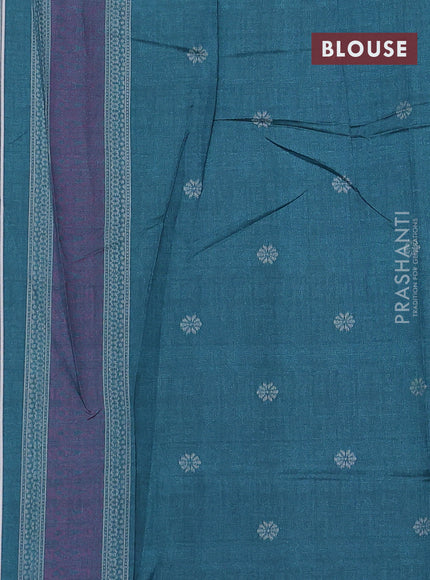 Sambalpuri semi silk saree wine shade and teal green with allover ikat weaves and thread woven border