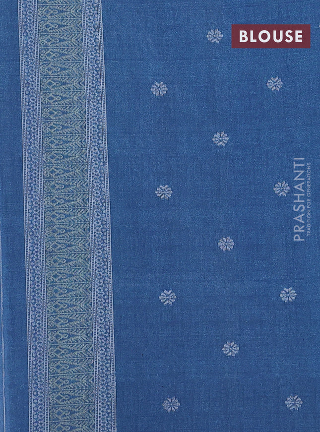 Sambalpuri semi silk saree blue and peacock blue with allover ikat weaves and thread woven border