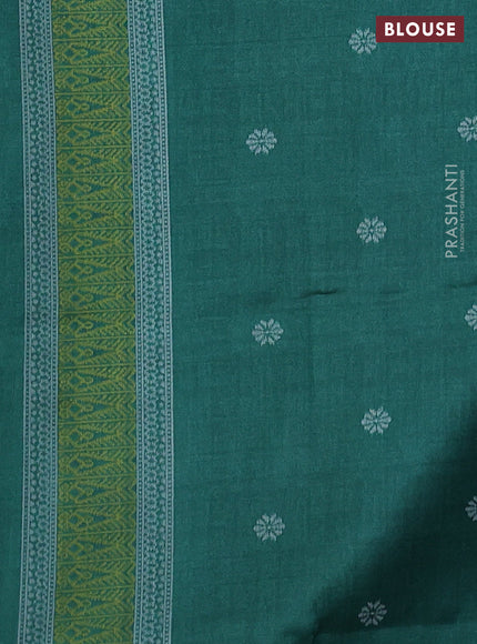 Sambalpuri semi silk saree maroon shade and green with allover ikat weaves and thread woven border