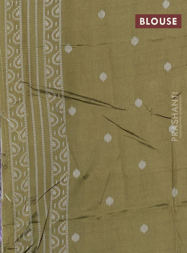 Sambalpuri semi silk saree violet and mehendi green with allover ikat weaves and thread woven border