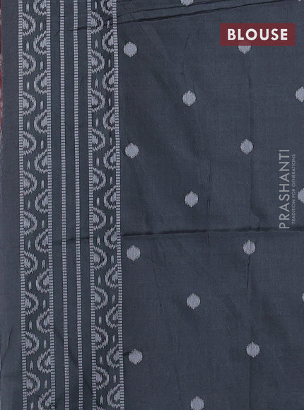 Sambalpuri semi silk saree maroon and elephant grey with allover ikat weaves and thread woven border